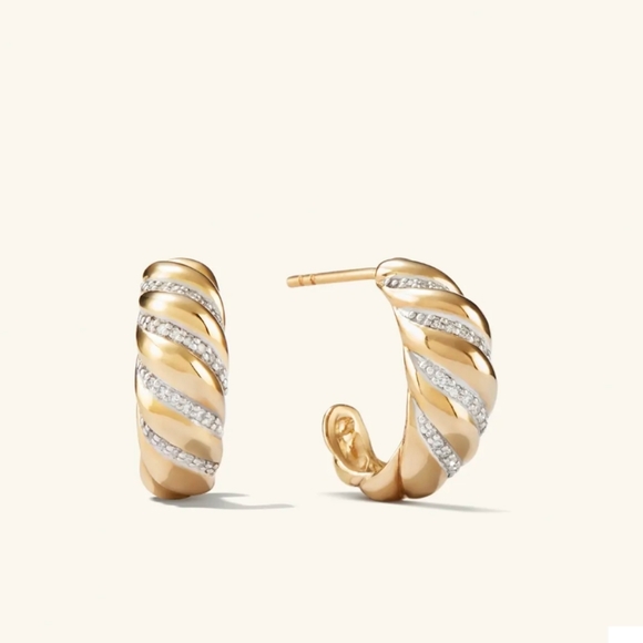 Mejuri Jewelry - Pavé Diamond Croissant Dôme Hoops by Mejuri